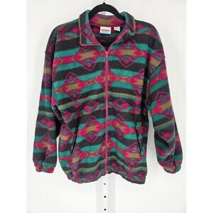 Winterset Women's Aztek Fleece Long Sleeve Zipper Front Pockets Jacket Size M